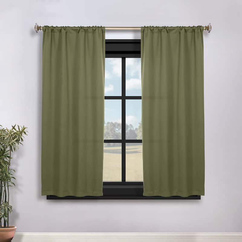 Superior Solid Machine Washable Room Darkening Semi-Blackout Curtains, Set of 2