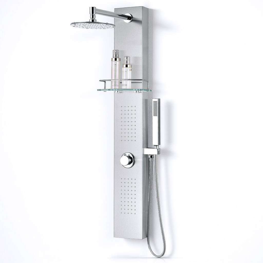 ANZZI Coastal Full Body Shower Panel with Heavy Rain Shower in Brushed Steel