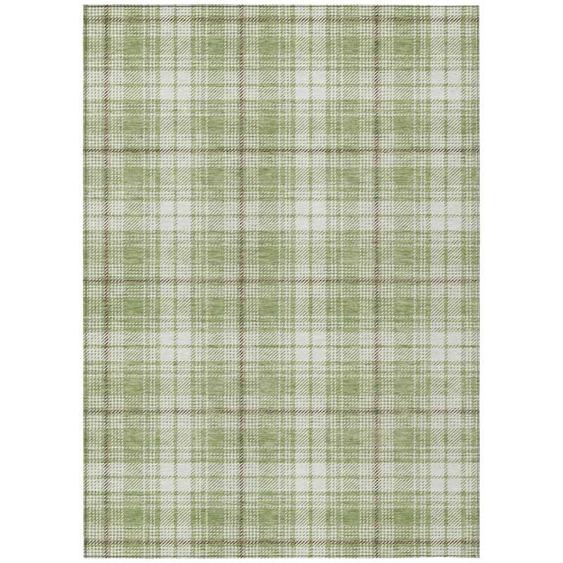 Machine Washable Indoor/ Outdoor Plaid Chantille Rug