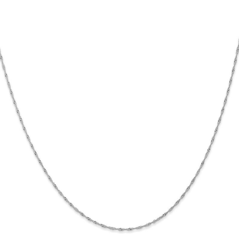 Curata 14k White Gold Carded 1.0mm Singapore Chain Necklace (Spring-ring) Options: 16 18 20 24