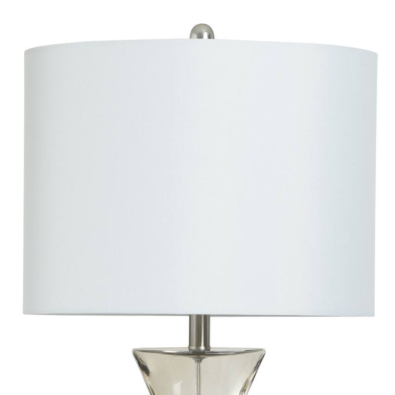 Elyse - Rippled Smoke Glass Body Table Lamp - White Shade