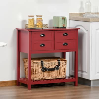 HOMCOM Sideboard Buffet Cabinet, Storage Serving Console Table with 4 Drawers and Slatted Bottom Shelf for Kitchen, Living Room