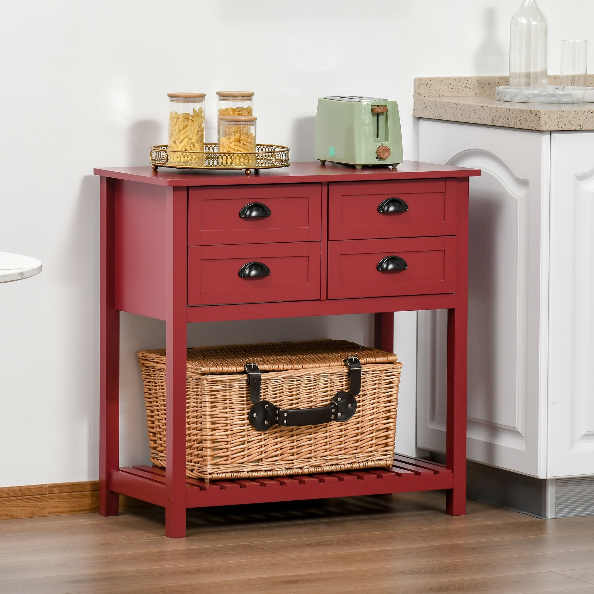 Serving table with shop storage