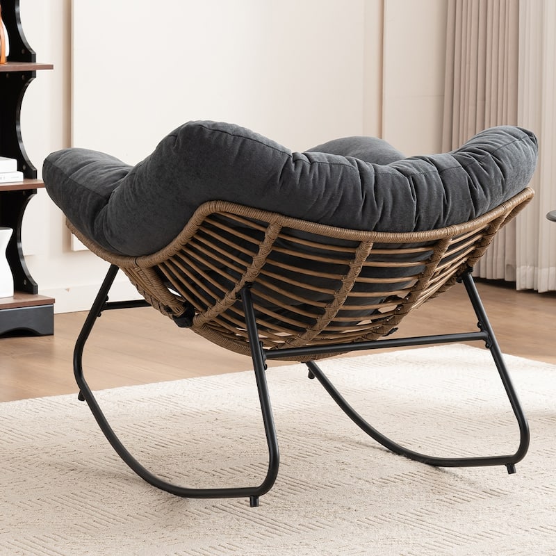 Rocking Chair, Chenille Upholstered Accent Chair, Modern Nursery Rocking Chair for Living Room, Bedroom, Apartment