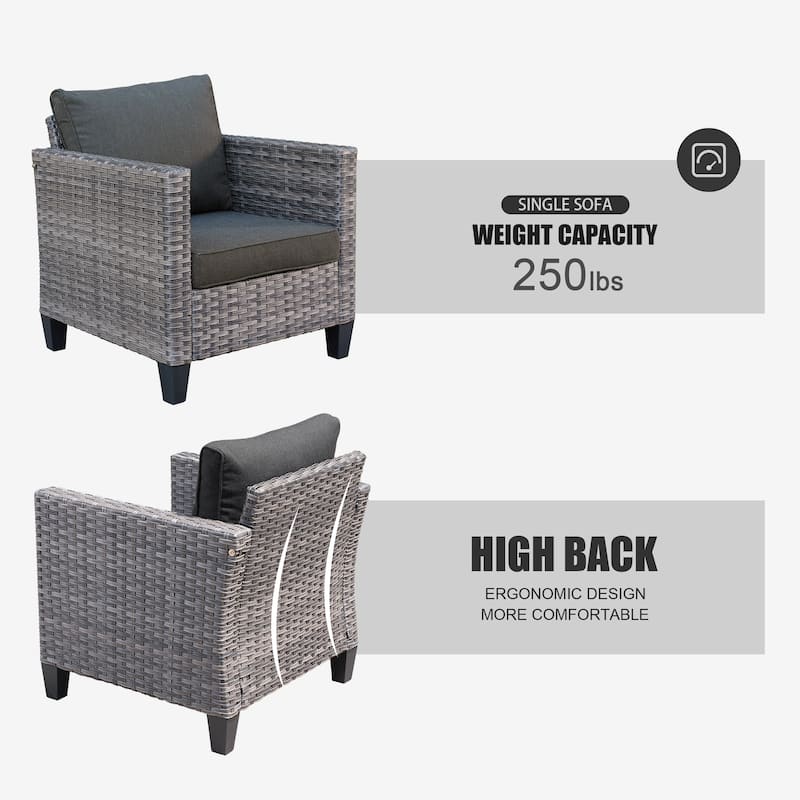 OVIOS 5piece Patio Furniture Wicker Outdoor Highback Seating Set On