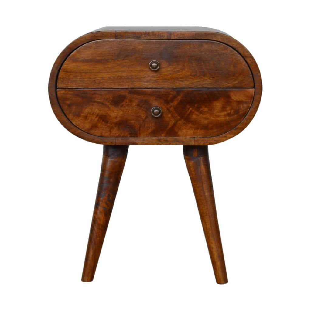 Contemporary Design Drawer Circular Wooden Nightstand,Durable And Sturdy