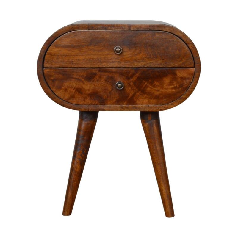 Solid Wood Chestnut Circular Nightstand