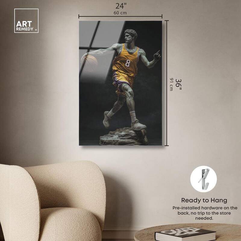 Basketball Yellow Uniform Acrylic by Art Remedy, Ready to Hang