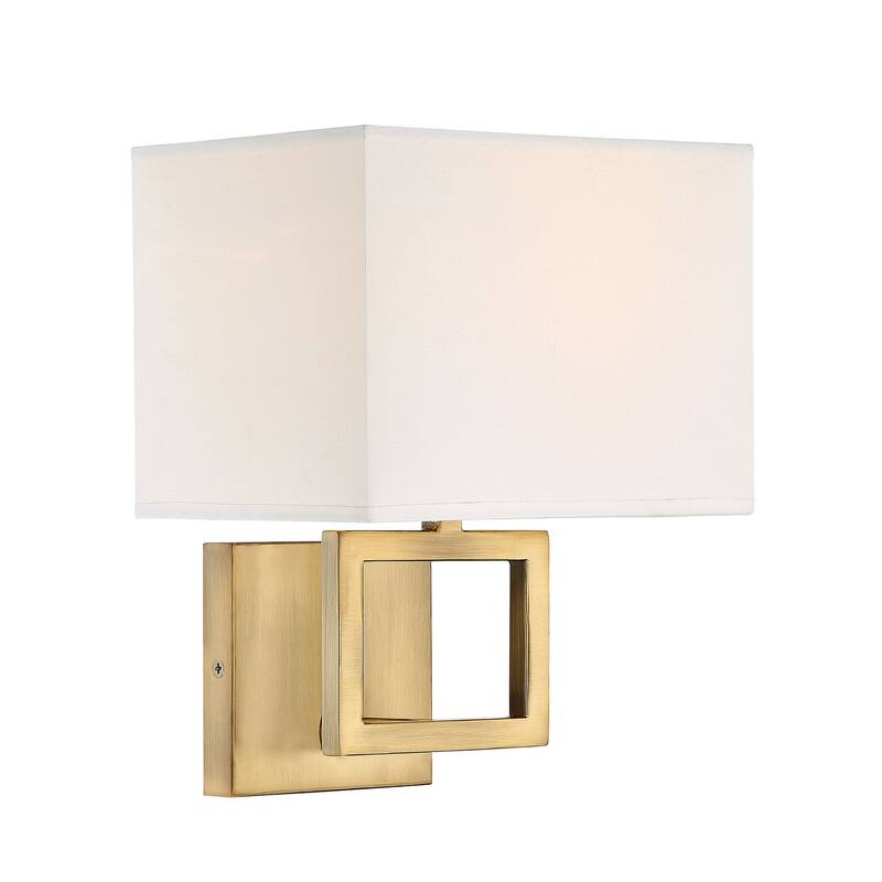 Meridian M90009 10" Tall Rectangular Fabric Shade Wall Sconce