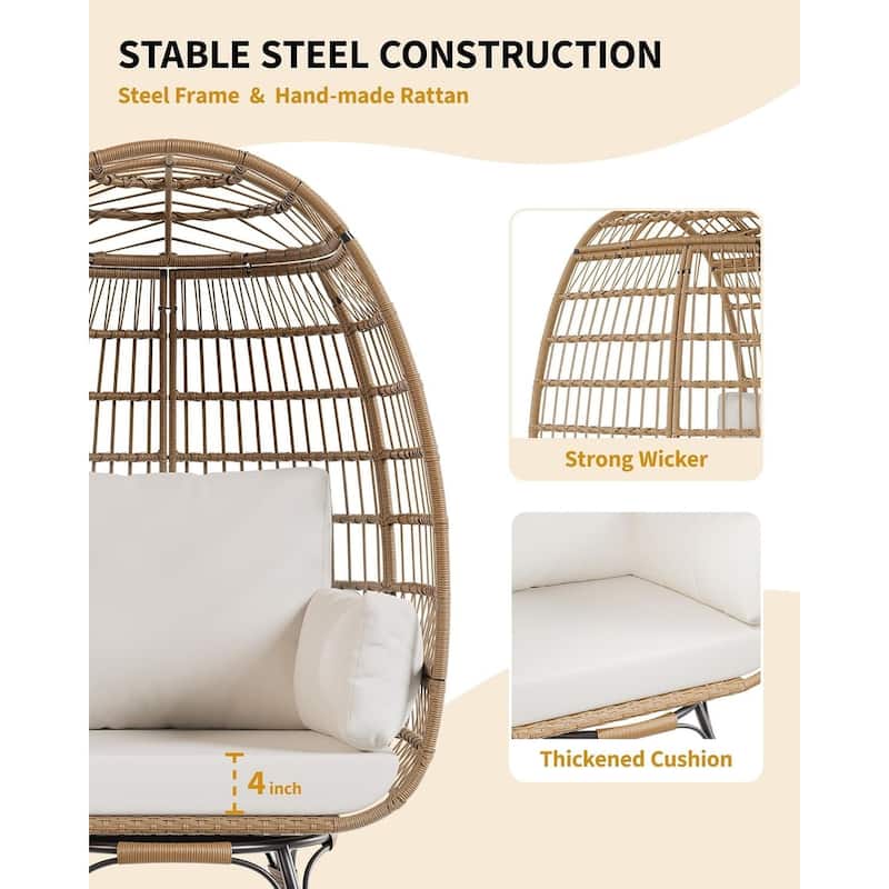 360° Swivel Patio Swivel Rattan Egg Basket Lounge Chair