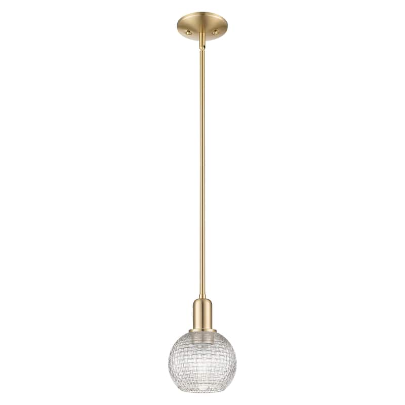 Innovations Lighting Endless Possibilities Arcadia - Athens - 1 Light 6" Basketweave Stem Hung Mini Pendant - Champagne Bronze