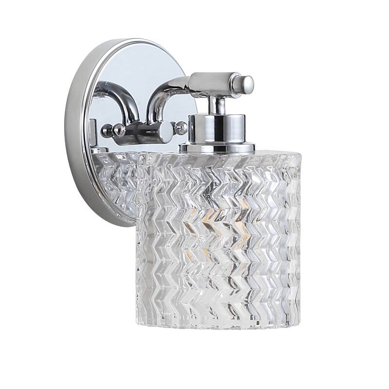 Manhattan Vintage Iron/Chevron Pattern Glass Farmhouse Cottage LED Vanity Light, by JONATHAN Y