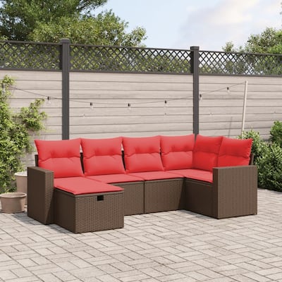 vidaXL Patio Sofa Set with Cushions Outdoor Conversation Furniture Poly Rattan