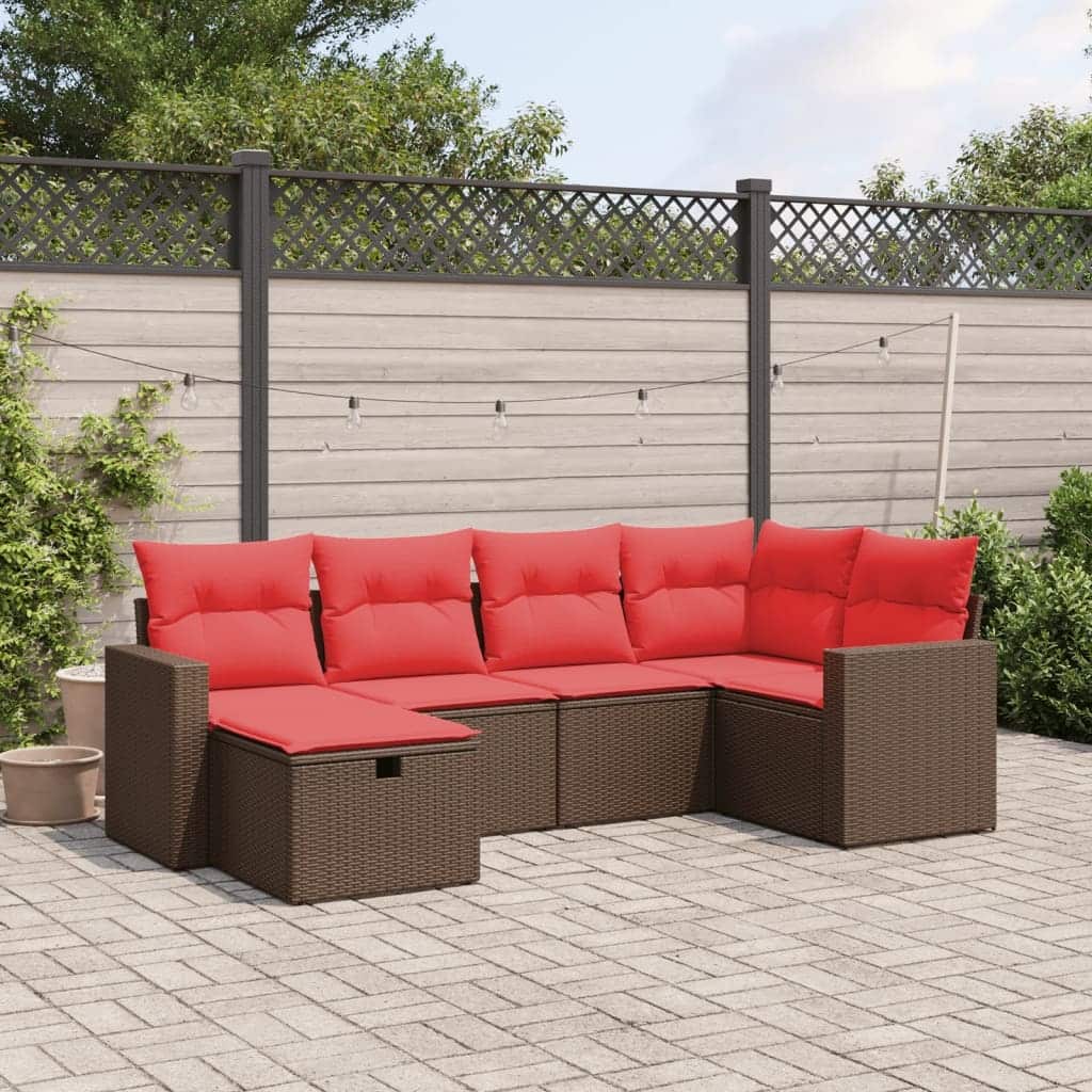 vidaXL Patio Sofa Set with Cushions Outdoor Conversation Furniture Poly Rattan