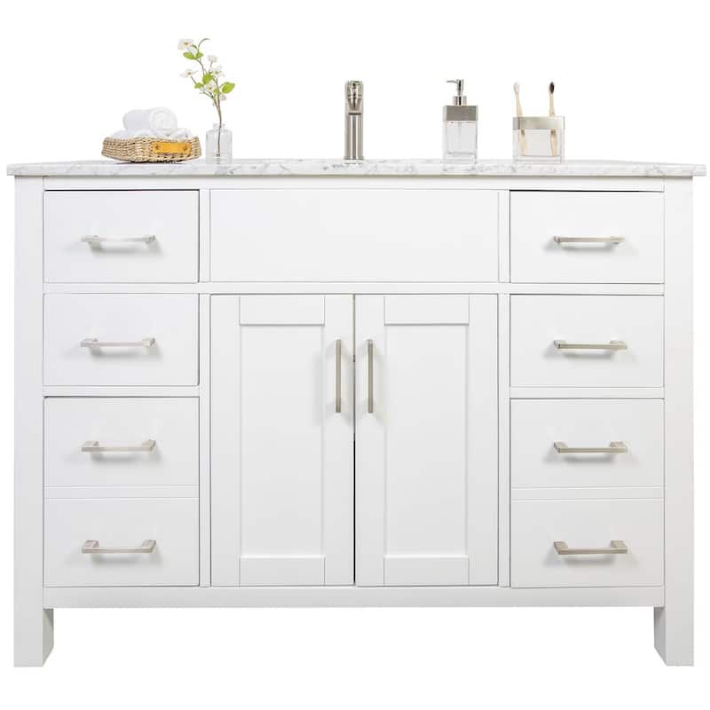 Amaya Marble Countertop 48-inch Single-sink Bathroom Vanity Set - White