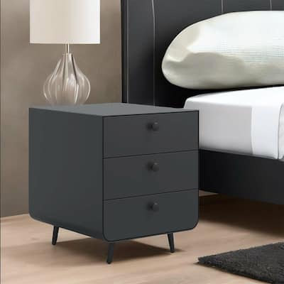 Modern Circular Handle Night Stand with 3 Drawers for Bedroom