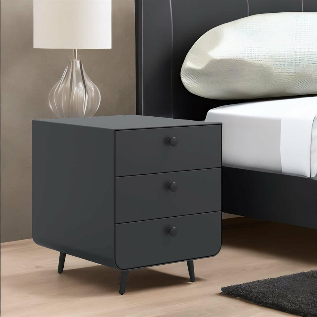 Modern Circular Handle Night Stand with 3 Drawers for Bedroom