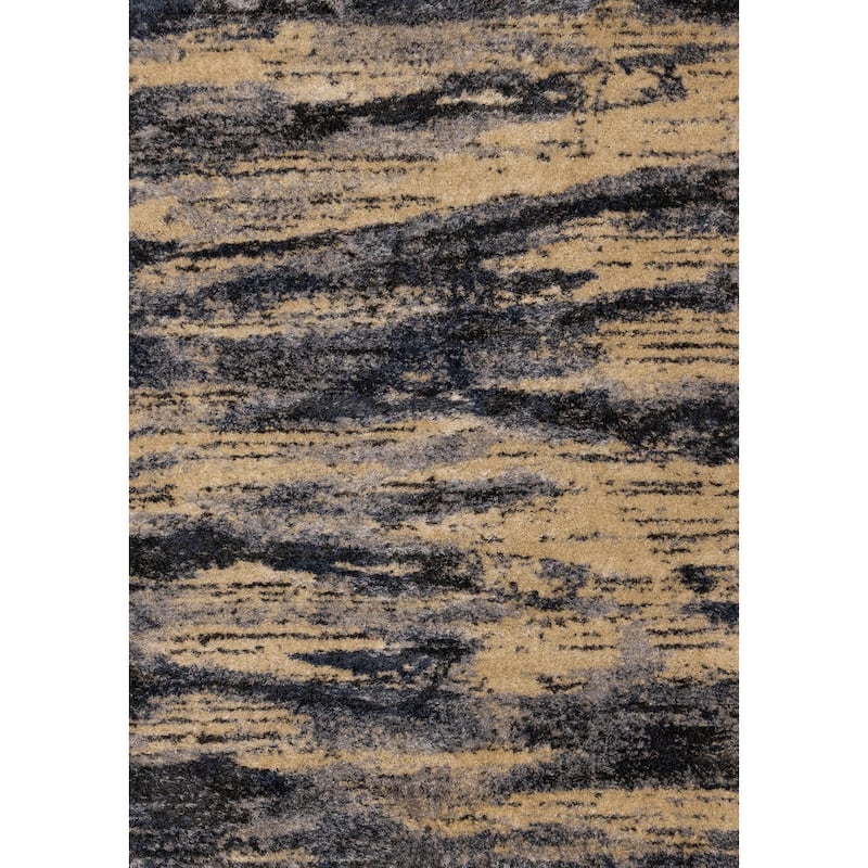 Beige Grey Black Distressed Soft High-Traffic Rug