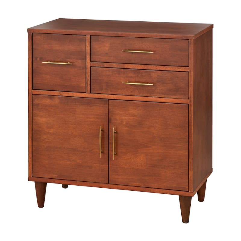 Lifestorey Ana Rich Oak Entryway Cabinet w/ Antique Brass Hardware