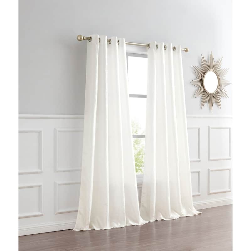 Dainty Home Verona Crushed Silk Light Filtering Grommet Single Panel Extra Wide Curtains - 52" x 84" - Ivory