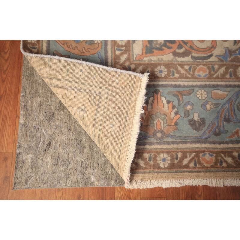 Blue Tabriz Persian Vintage Area Rug Hand-Knotted Wool Carpet - 9'6" x 12'10"