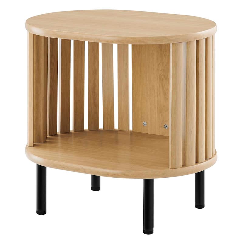 Collins Modern Oak Wooden Accent End Table with Shelf