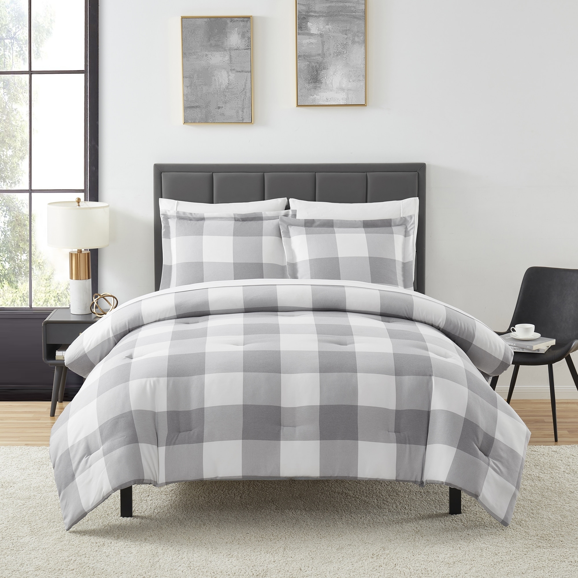 Sweet Home Collection 7 Piece Buffalo Plaid Bed In a Bag Set