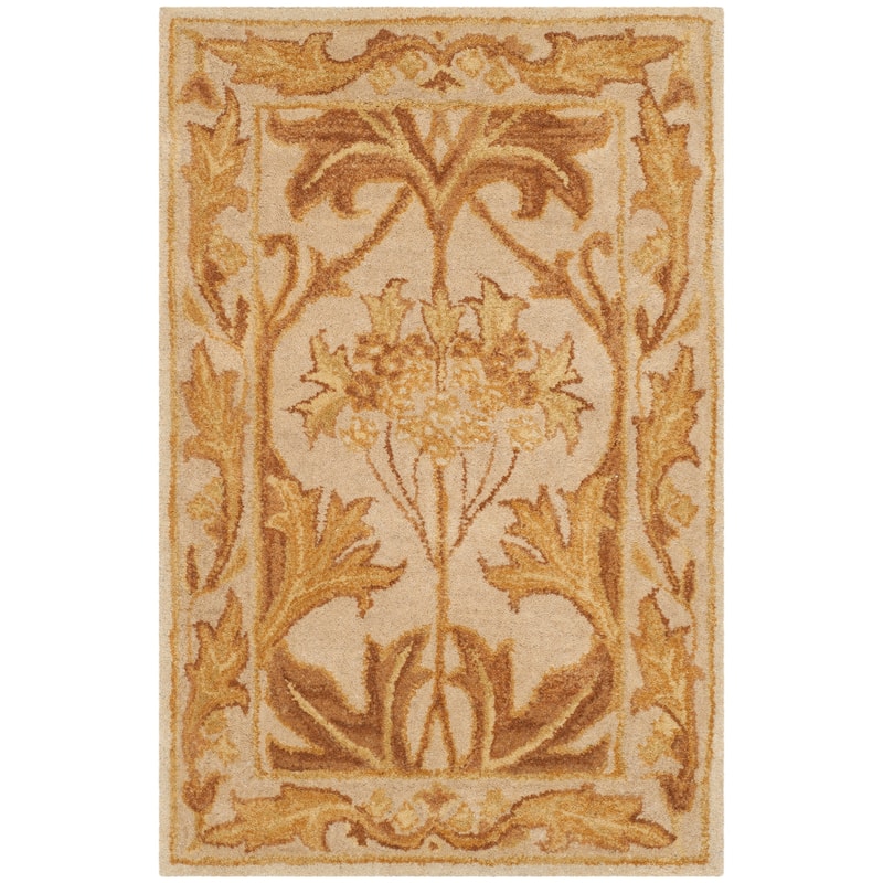 SAFAVIEH Handmade Antiquity Beverly Traditional Oriental Wool Rug - 2' x 3' - Beige/Gold