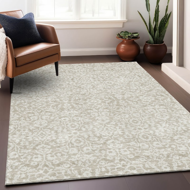 Premium Washable Super Soft Traditional Mekenzie Mayfield Rug - Beige - 3' x 5'