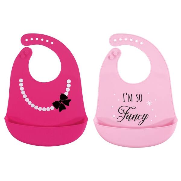 slide 1 of 1, Hudson Baby Infant Girl Silicone Bibs 2pk, Fancy, One Size - Fancy - One Size One Size - Fancy