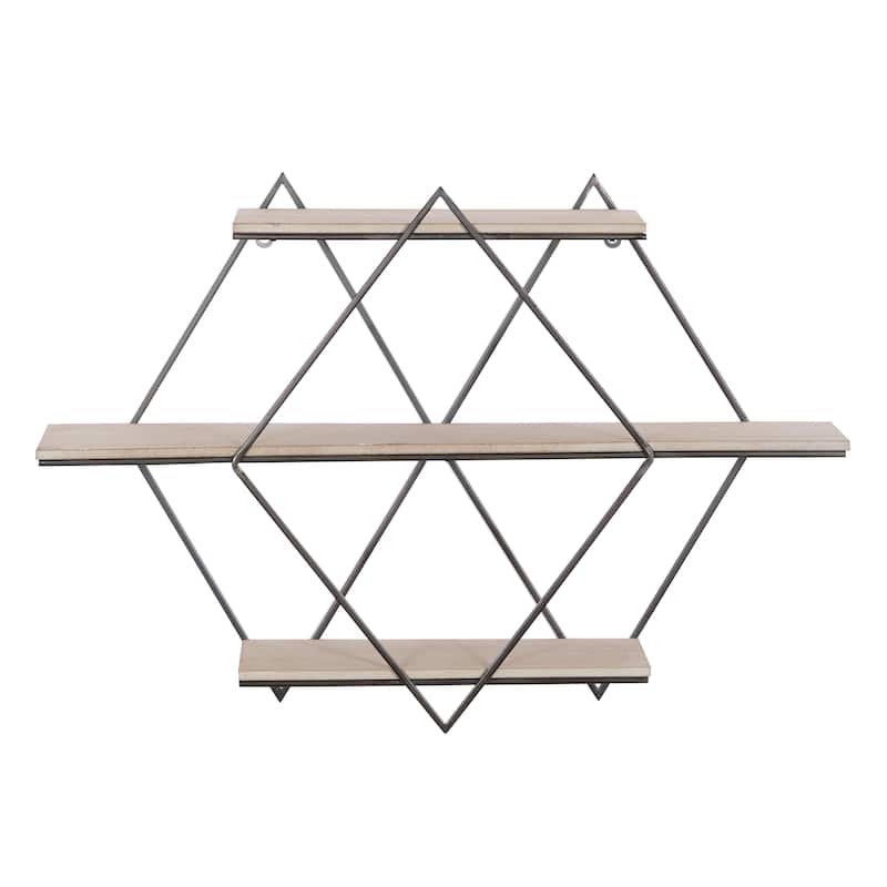 Wooden 3 Shelf Wall Shelf - Brown - Roche River Decor - Brown