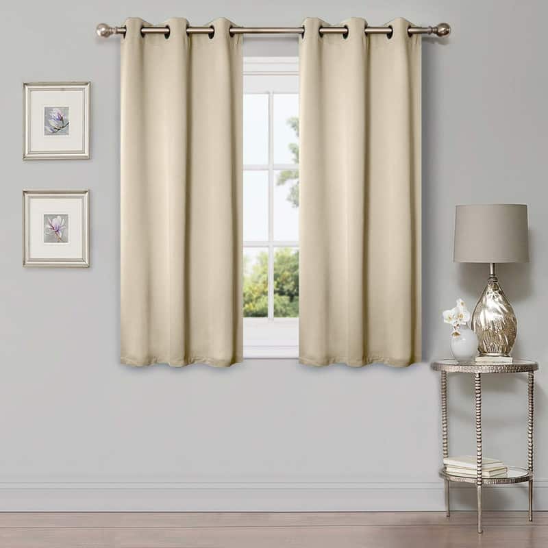 Superior Modern Solid Washable Room Darkening Curtains, Set of 2 Panels - 4PC- 42" x 63" - Ivory