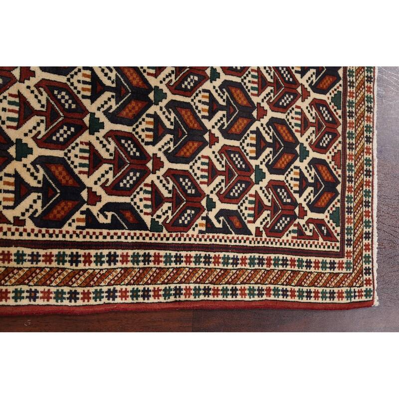Vegetable Dye Geometric Sirjan Persian Area Rug Handmade Wool Carpet - 3'1" x 4'9"
