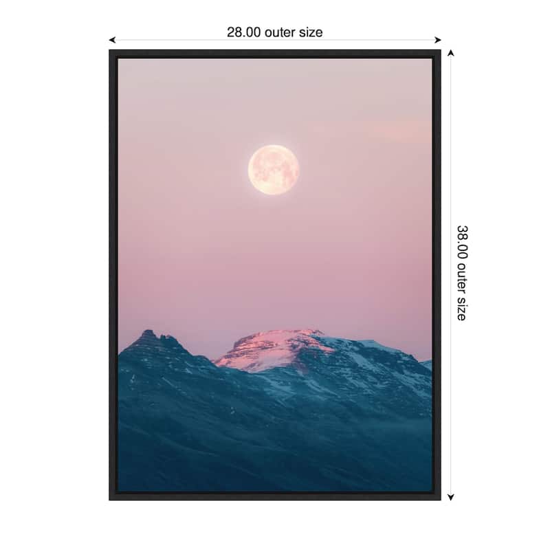 Kate and Laurel Sylvie Pastel Moonrise over Icelandic Mountains Framed Canvas by Michael Schauer
