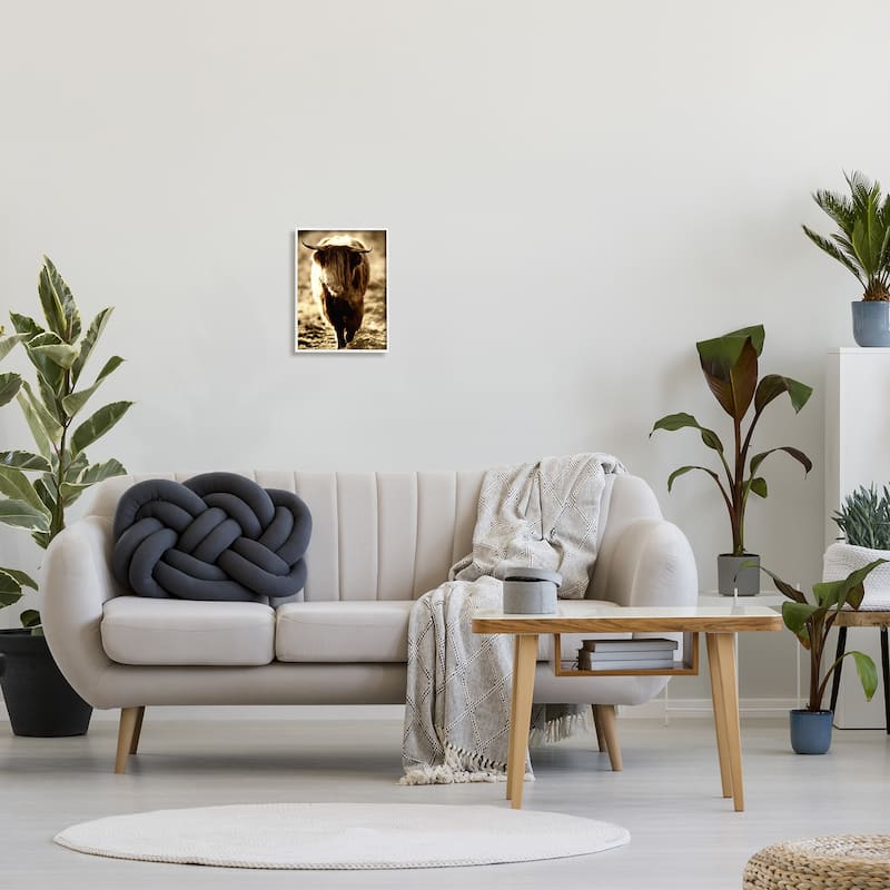 Stupell Sunlit Highland Longhorn Cattle Wandering Rural Countryside Framed Wall Art, Design by James Dobson