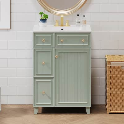 24" Single Sink Bathroom Vanity Cabinet with Ceramic Top