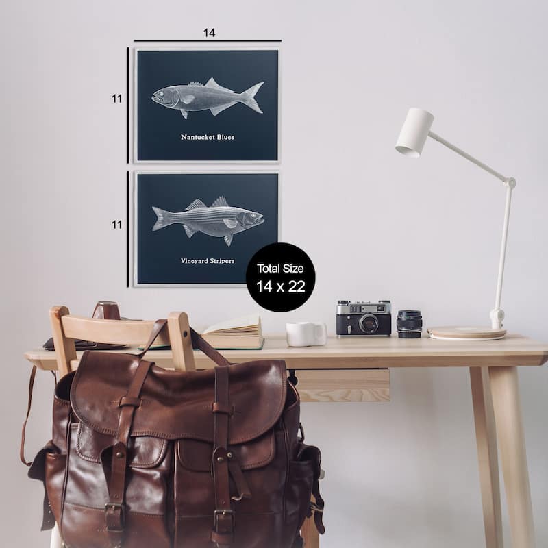 Stupell Harbor Fish Phrases Framed Giclee Art Design By Phillipa Katz (Set of 2)