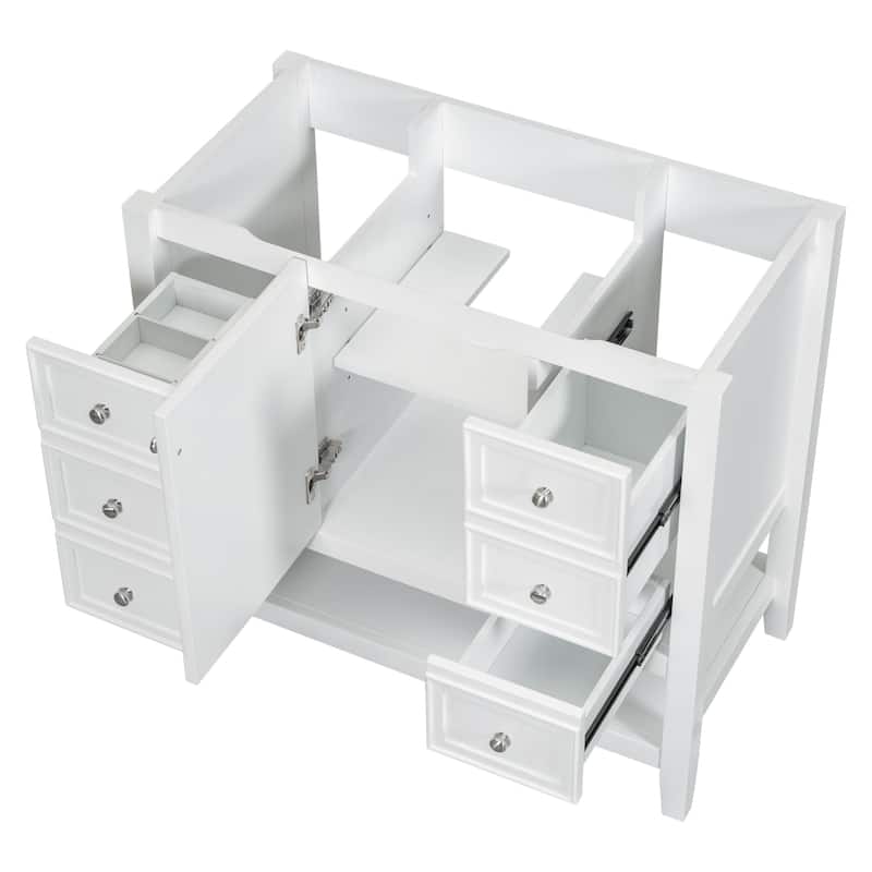 36" Bathroom Vanity without Sink, Cabinet Base Only, One Cabinet and three Drawers