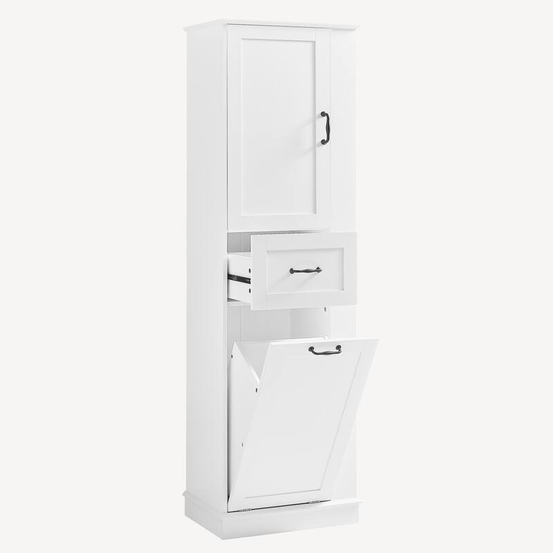 Tall Bathroom Storage Cabinet with Tilt-Out Compartment and Adjustable Shelves
