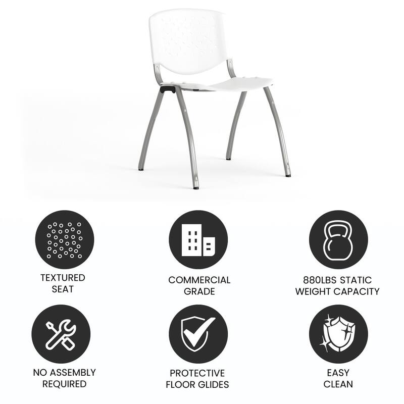 880 lb. Capacity Plastic Stack Chair with Powder Coated Frame