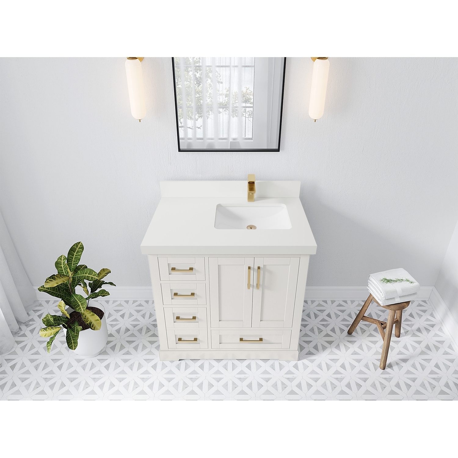 Willow Collections 36 in. W x 22 in. D boston Right Offset Sink Bathroom Vanity With Counter top