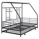 preview thumbnail 16 of 78, Metal House Bed with Trundle, Twin/Full Size Daybed Playhouse Bed with Bulit-in Storage Shelves and Metal Grid for Kids Teens