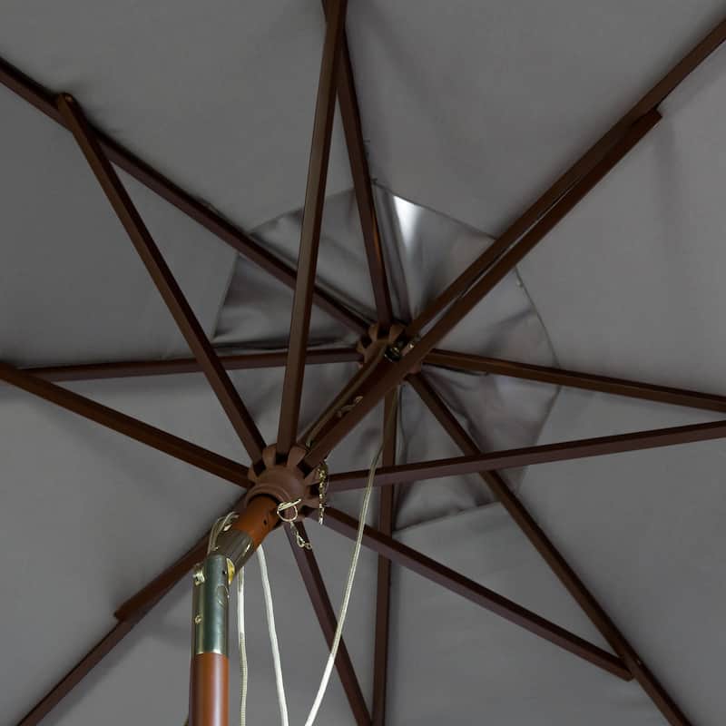 SAFAVIEH Zlatana 9 Ft Wooden Outdoor Umbrella
