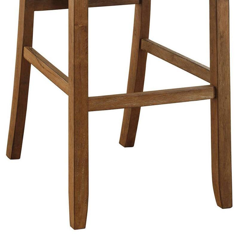 Counter Dining Table Set With Center Beam, Brown and Beige