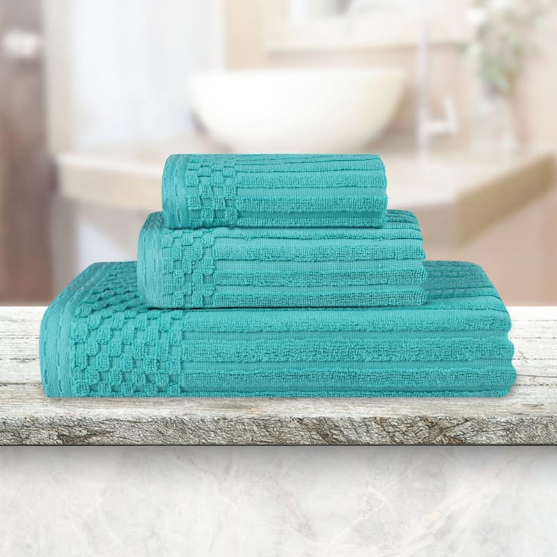 Superior Soho Ribbed Cotton 3-Piece Assorted Towel Set