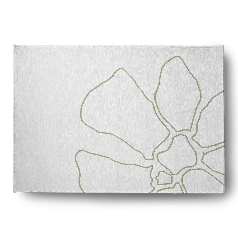Petal Lines Spring Chenille Indoor/Outdoor Rug - Green/White - 5' x 7'