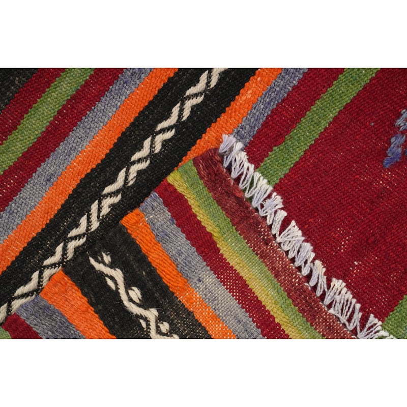 Hand Woven Oriental 100% Wool Carpet Southwestern Tribal Multi-Colored Kilim Area Rug - 7' 5'' X 5' 3''