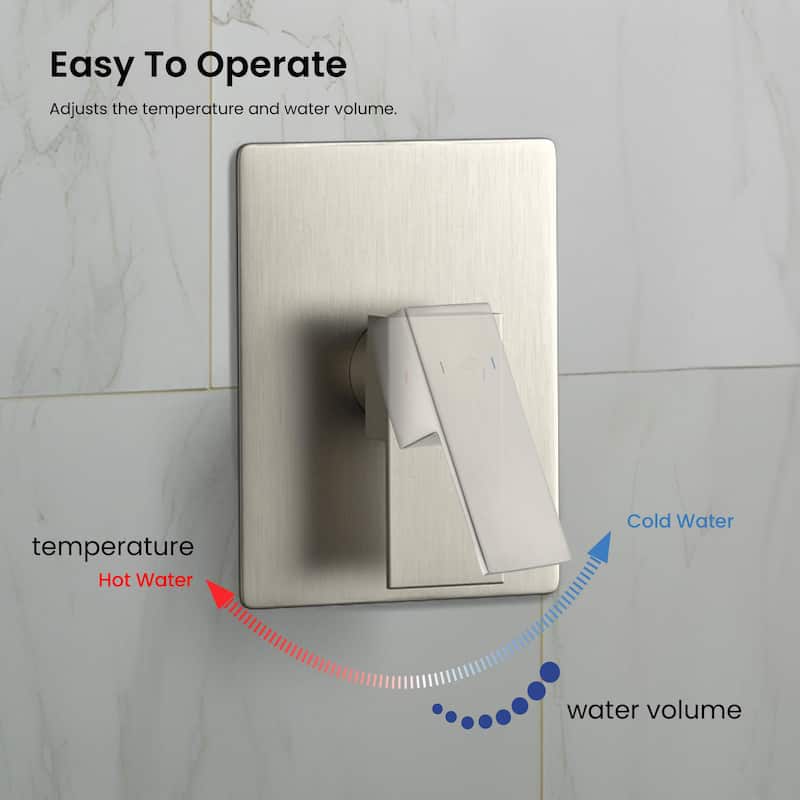Cube Pressure Balanced Single Function Shower System with Rough In Valve