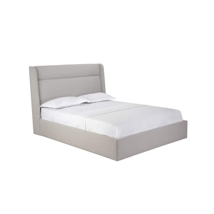 HomeRoots Gray Fabric Upholstered Queen Bed Frame