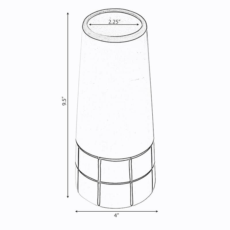 Ceramic Modern Painted Grid Tapered Flower Table Vase, Black and White